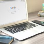 SEO - Macbook Air on Grey Wooden Table